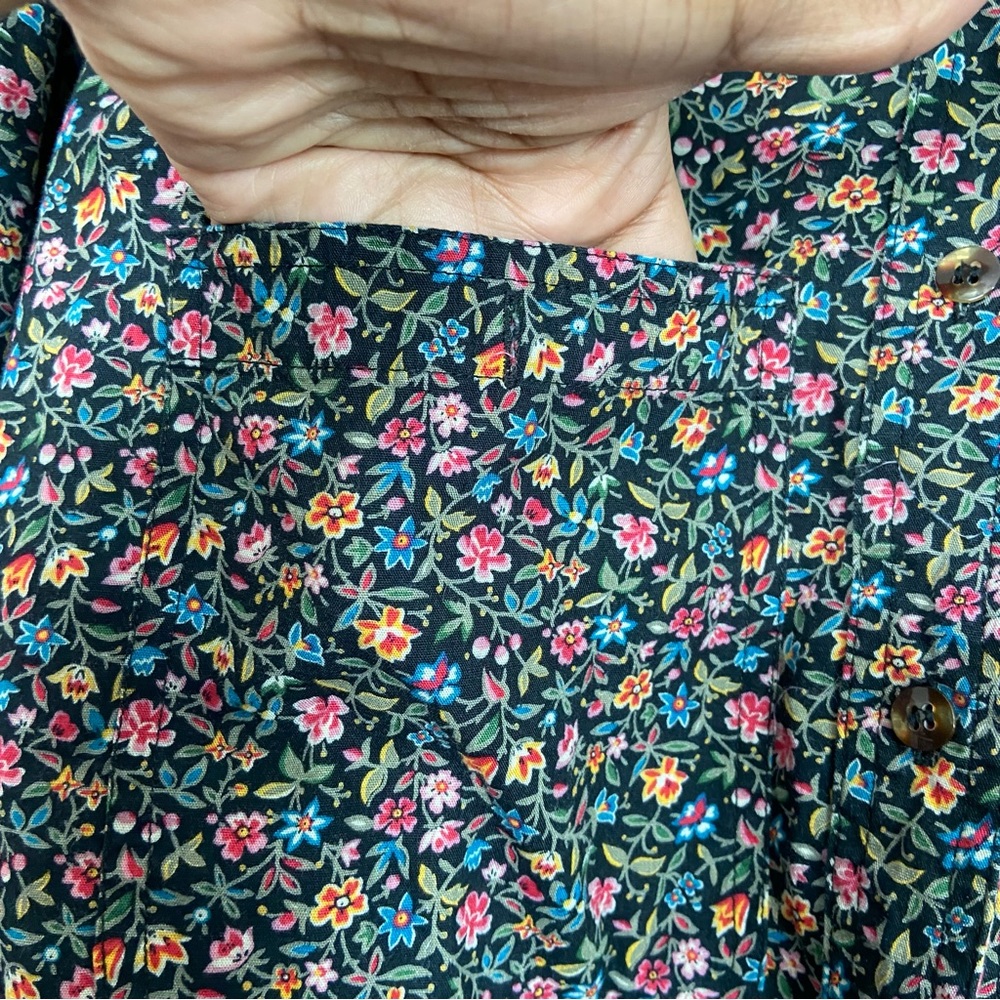 Liz Sport Shirt Button Up Ditzy Floral Print Long Sleeve - Picture 4 of 12